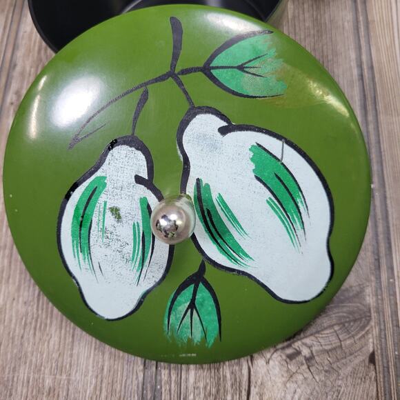 Retro Lacquer Ware Stacking Bowls, Fruit Decor w/Lid - Picture 4 of 4